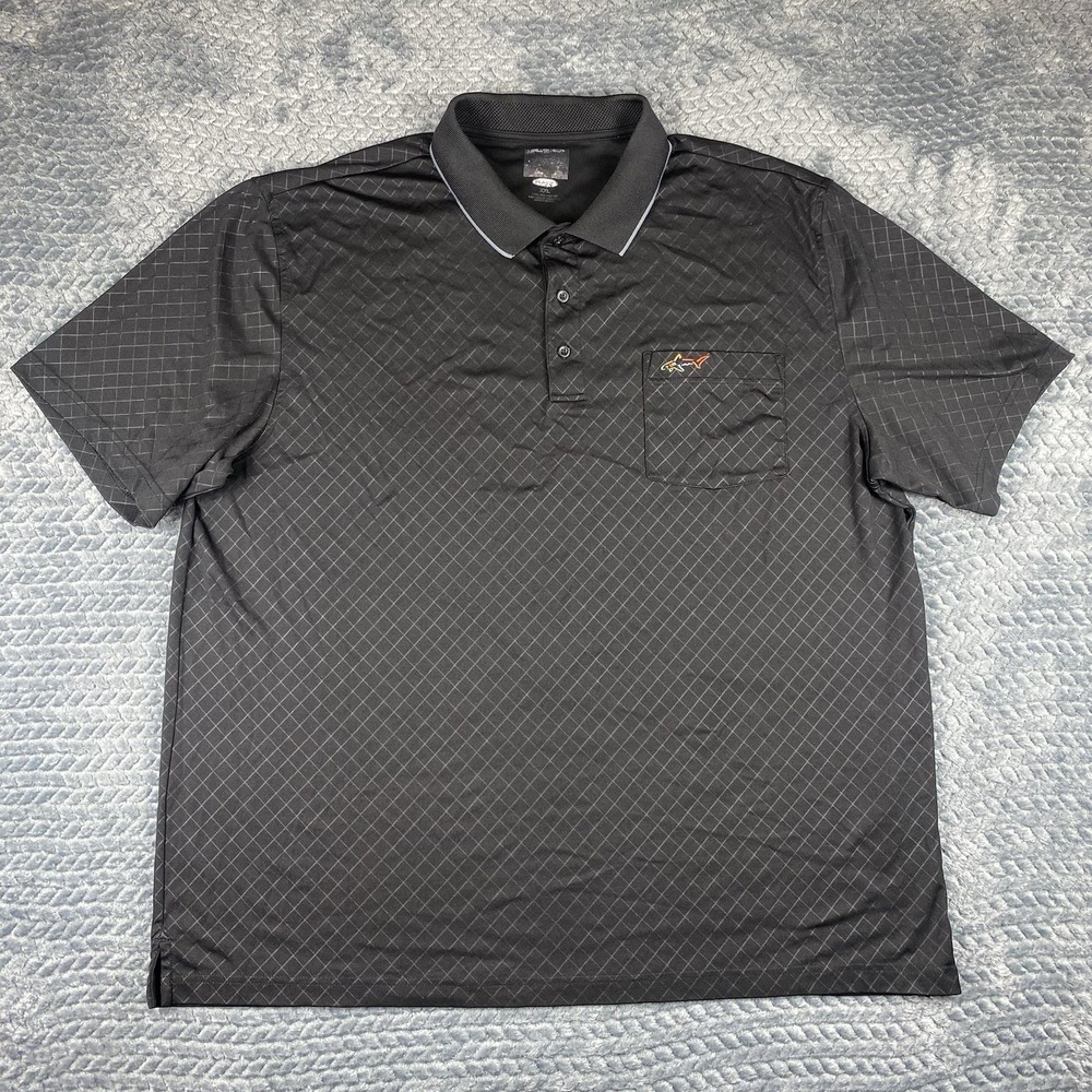 Greg Norman Tasso Ella Polo Mens XXL PlayDry Windowpane Black Check Pocket Shirt - Picture 2 of 9